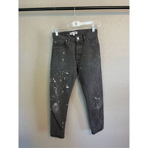 Re/Done X Levis Paint Splattered Gray Straight Leg Jeans Size 24